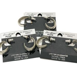 Vintage Nickel Free Made in USA Silver‎ For Sensitive Ears Earring Lot of 3 NEW
